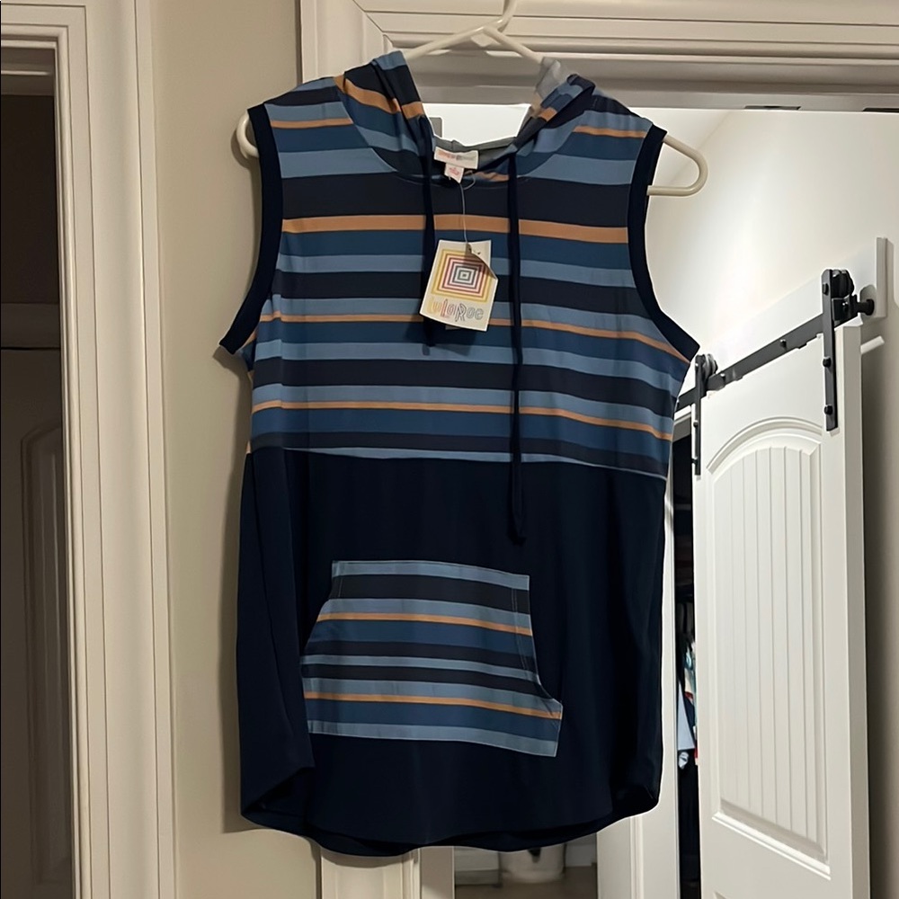 Striped Sleeveless Hoodie